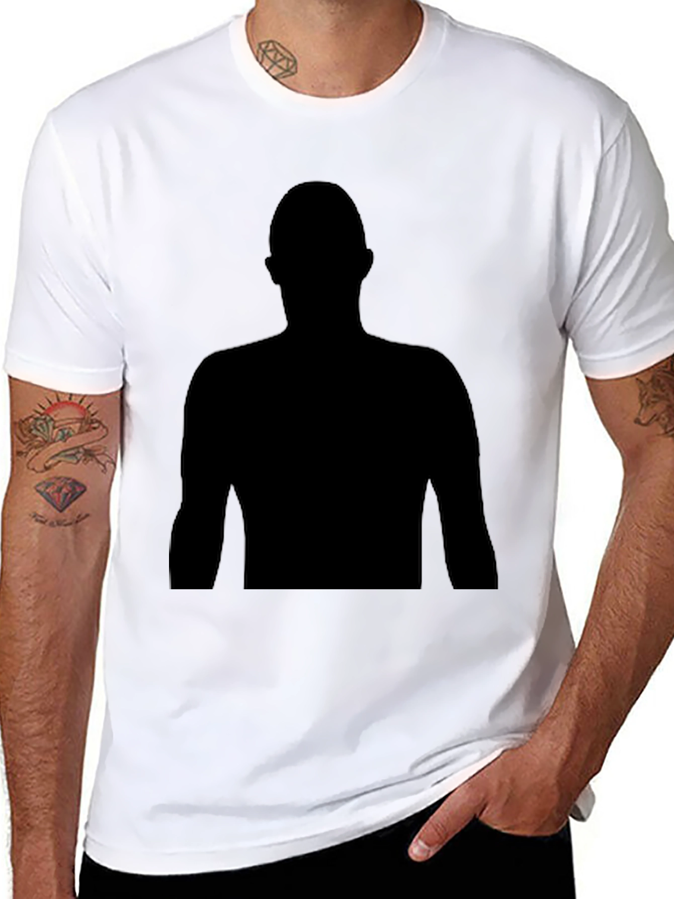 Black Silhouette Graphic Tee - Mens Casual T-Shirt