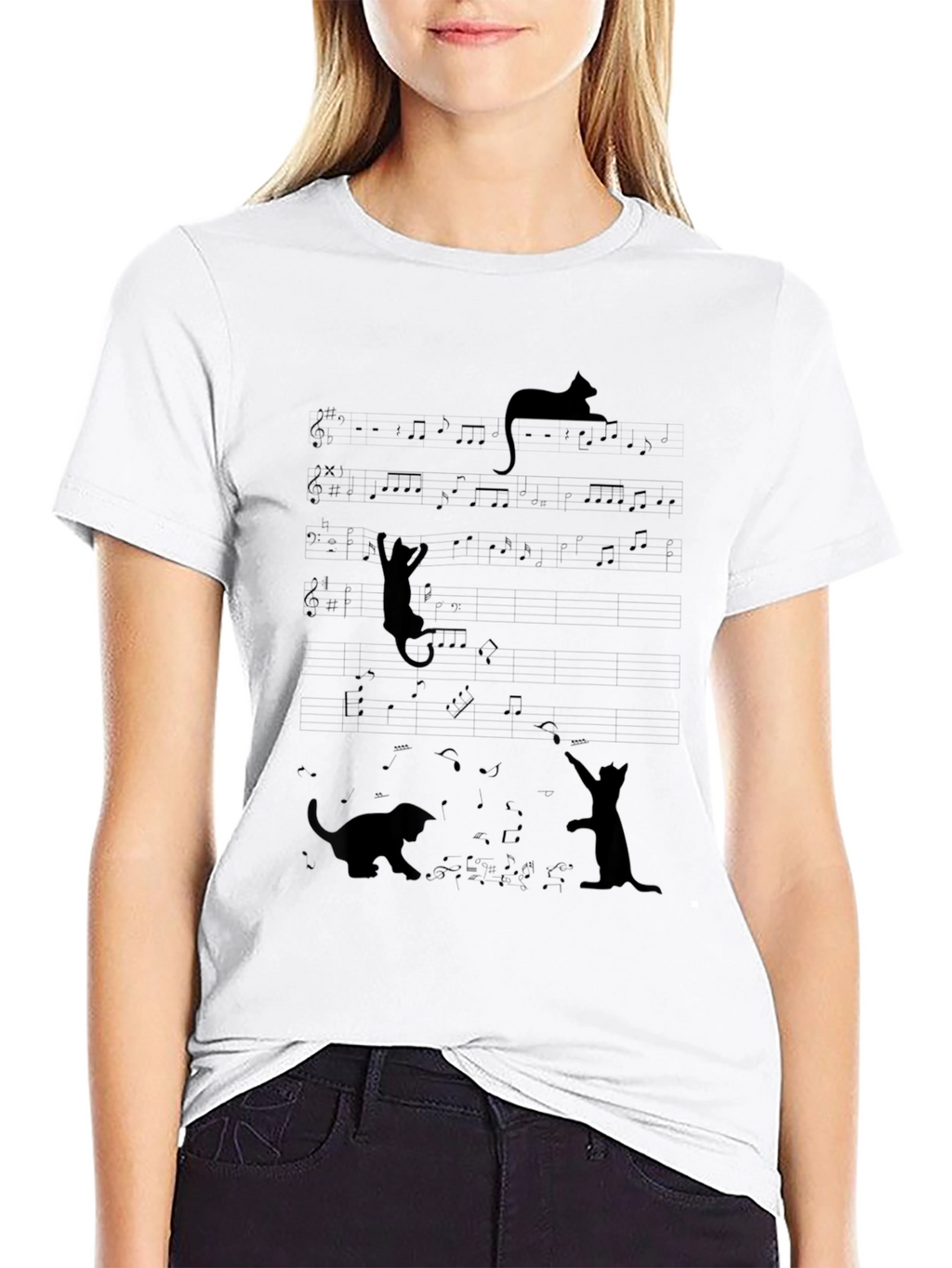 Musical Cats T-Shirt - Black Cotton Tee