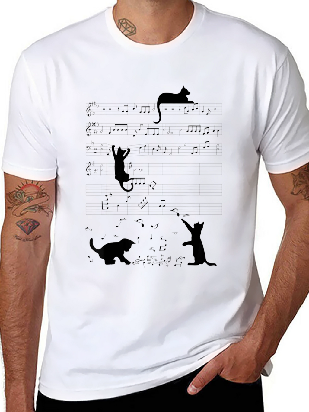 Musical Cats T-Shirt - Black Cotton Tee