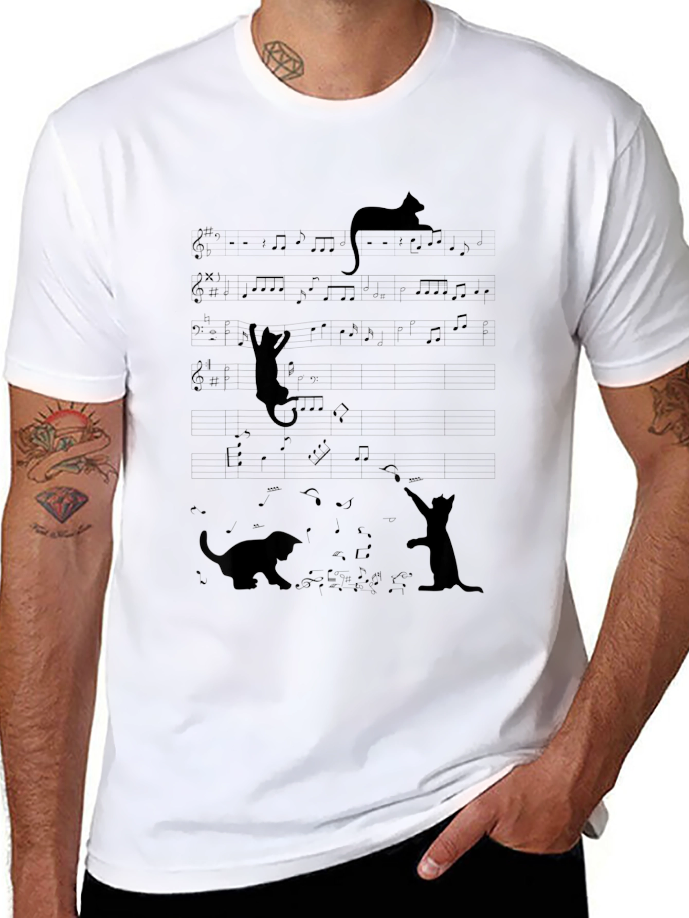 Musical Cats T-Shirt - Black Cotton Tee