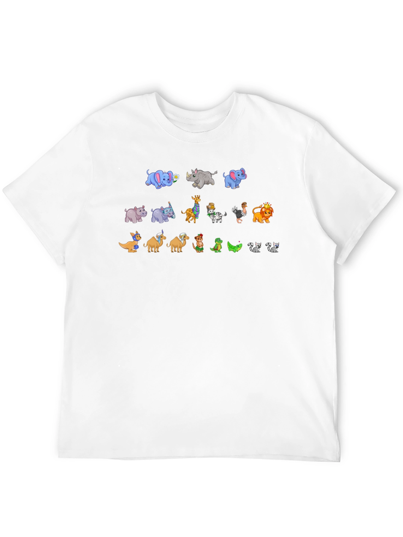 Cartoon Animals Black T-Shirt