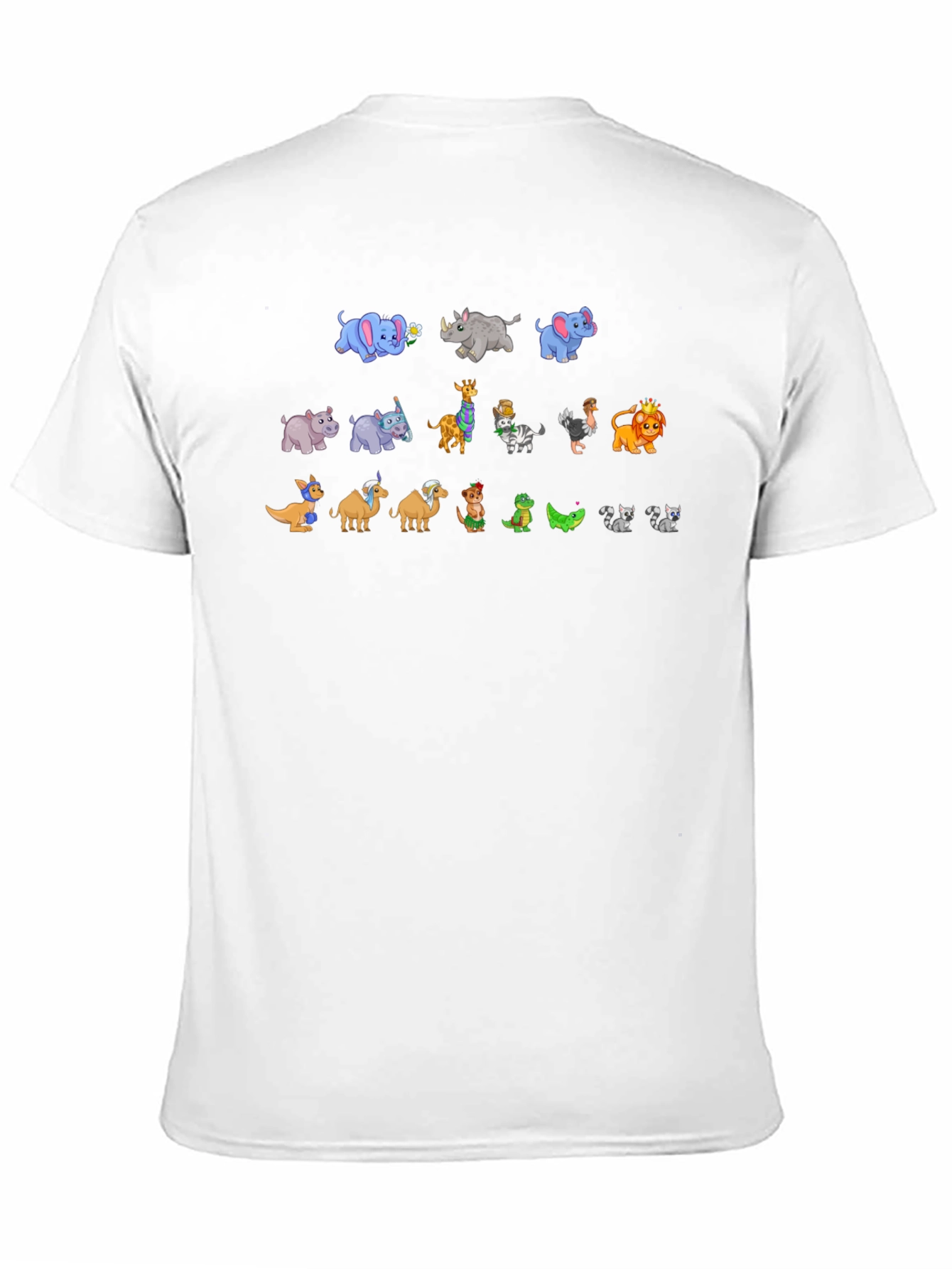 Cartoon Animals Black T-Shirt