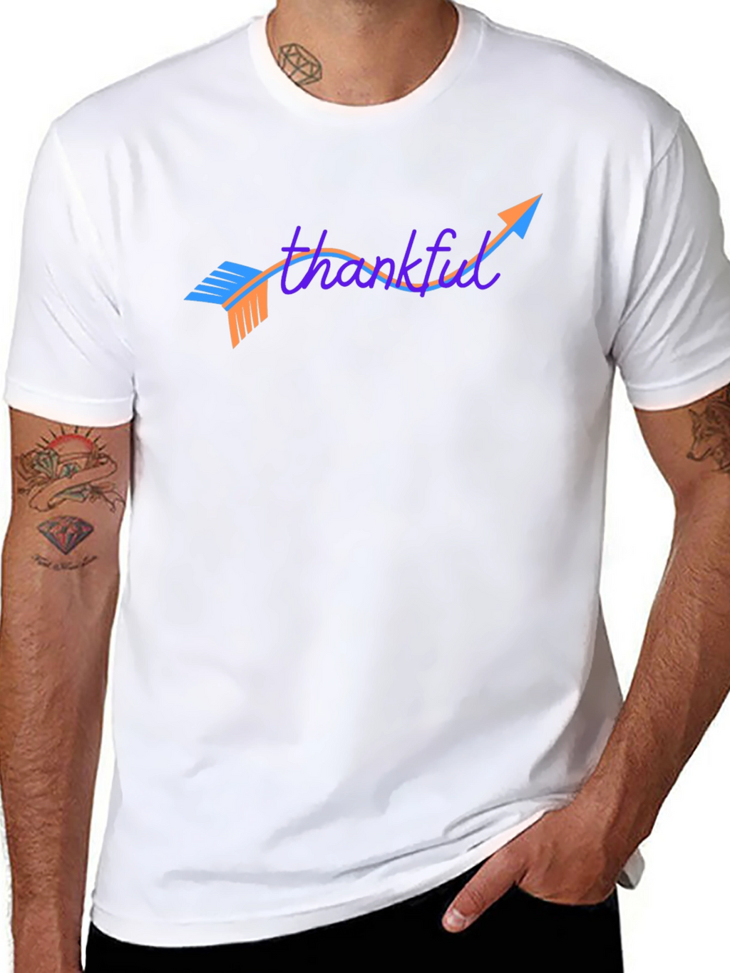 Thankful Arrow Graphic Tee - Casual Black T-Shirt