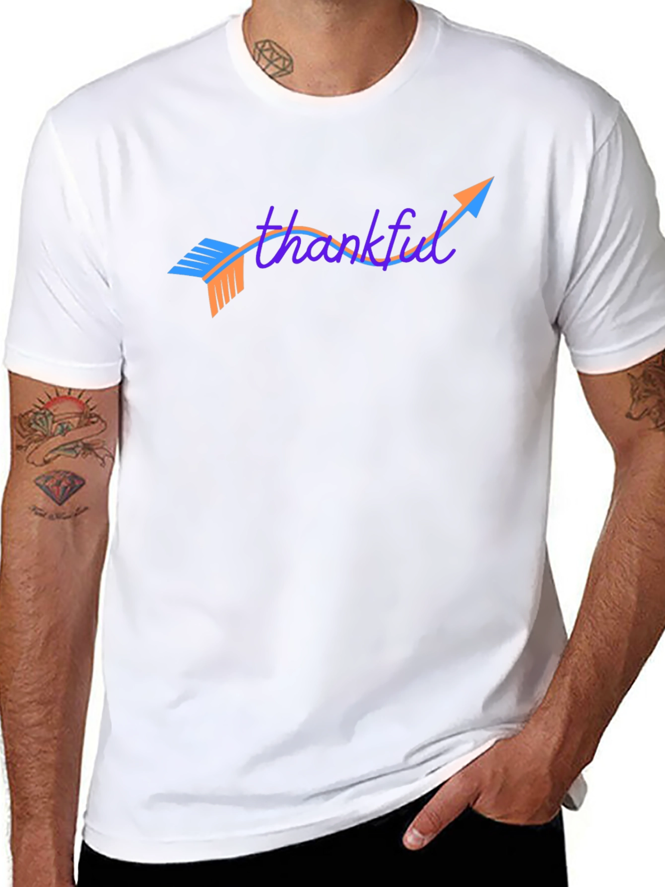 Thankful Arrow Graphic Tee - Casual Black T-Shirt