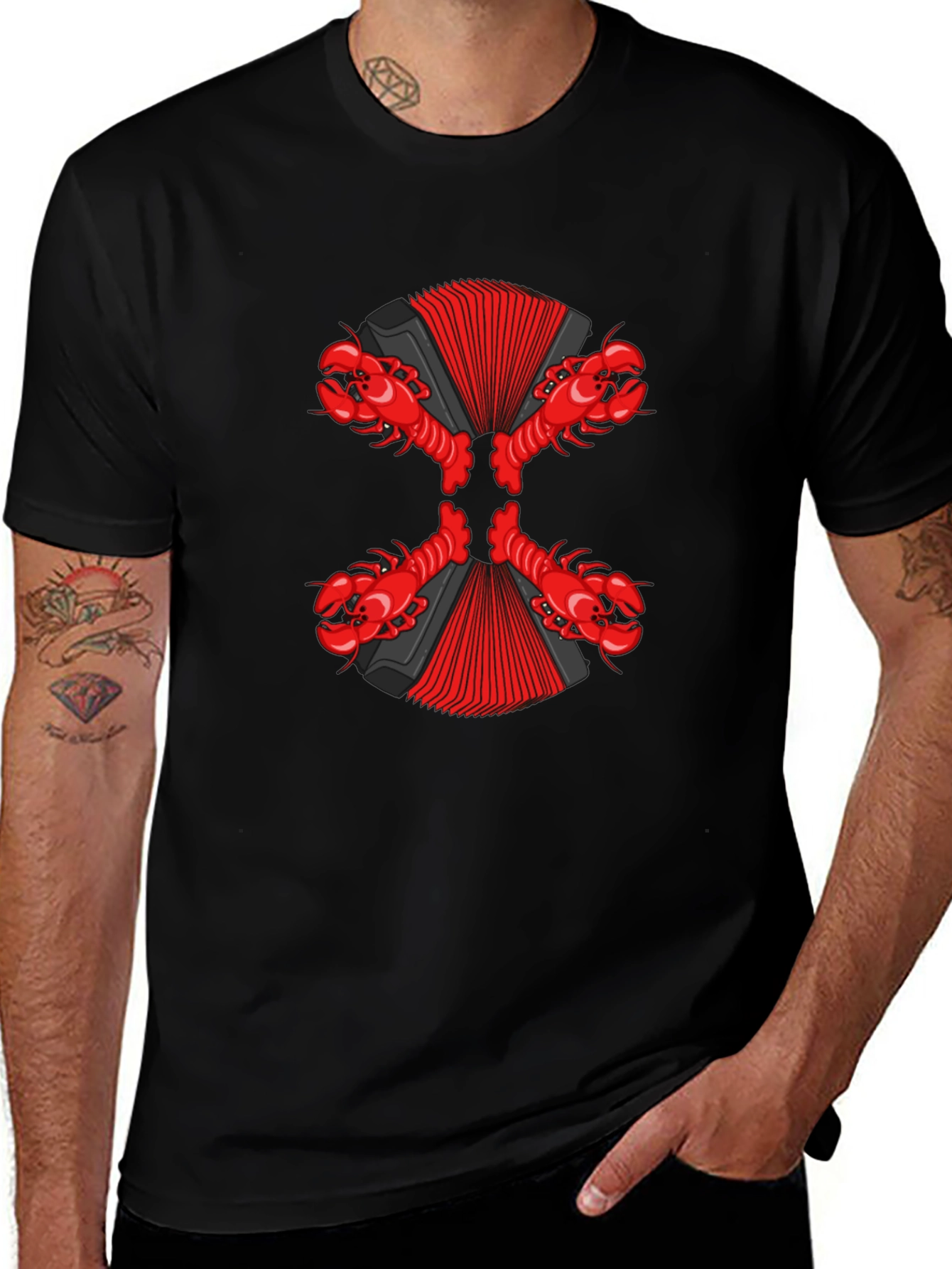 Lobster Accordion Graphic Tee - Unique Music Shirt