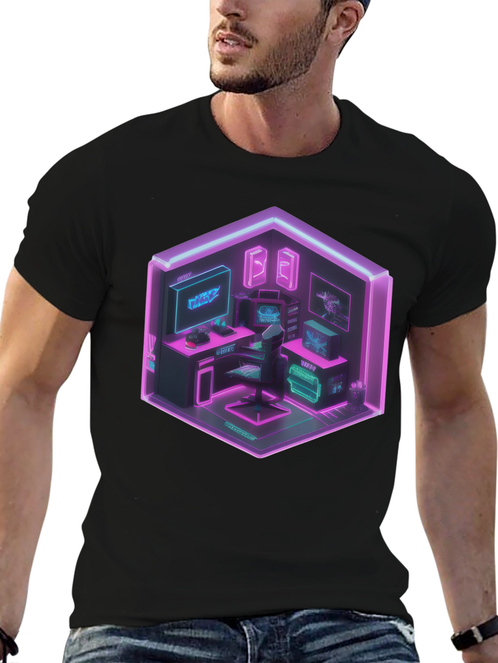 Cyberpunk Gaming Room T-Shirt