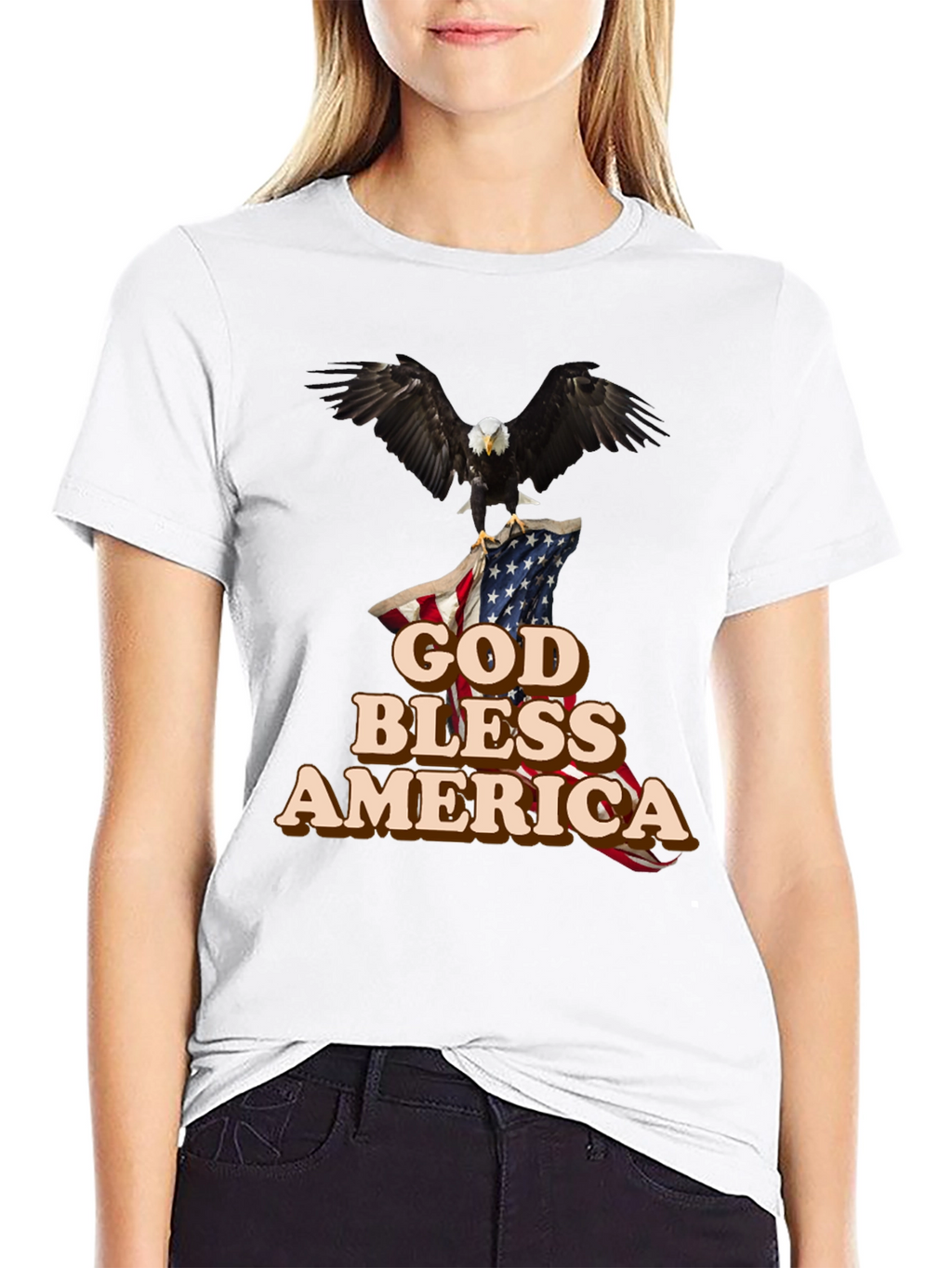 God Bless America T-Shirt Patriotic Eagle Design