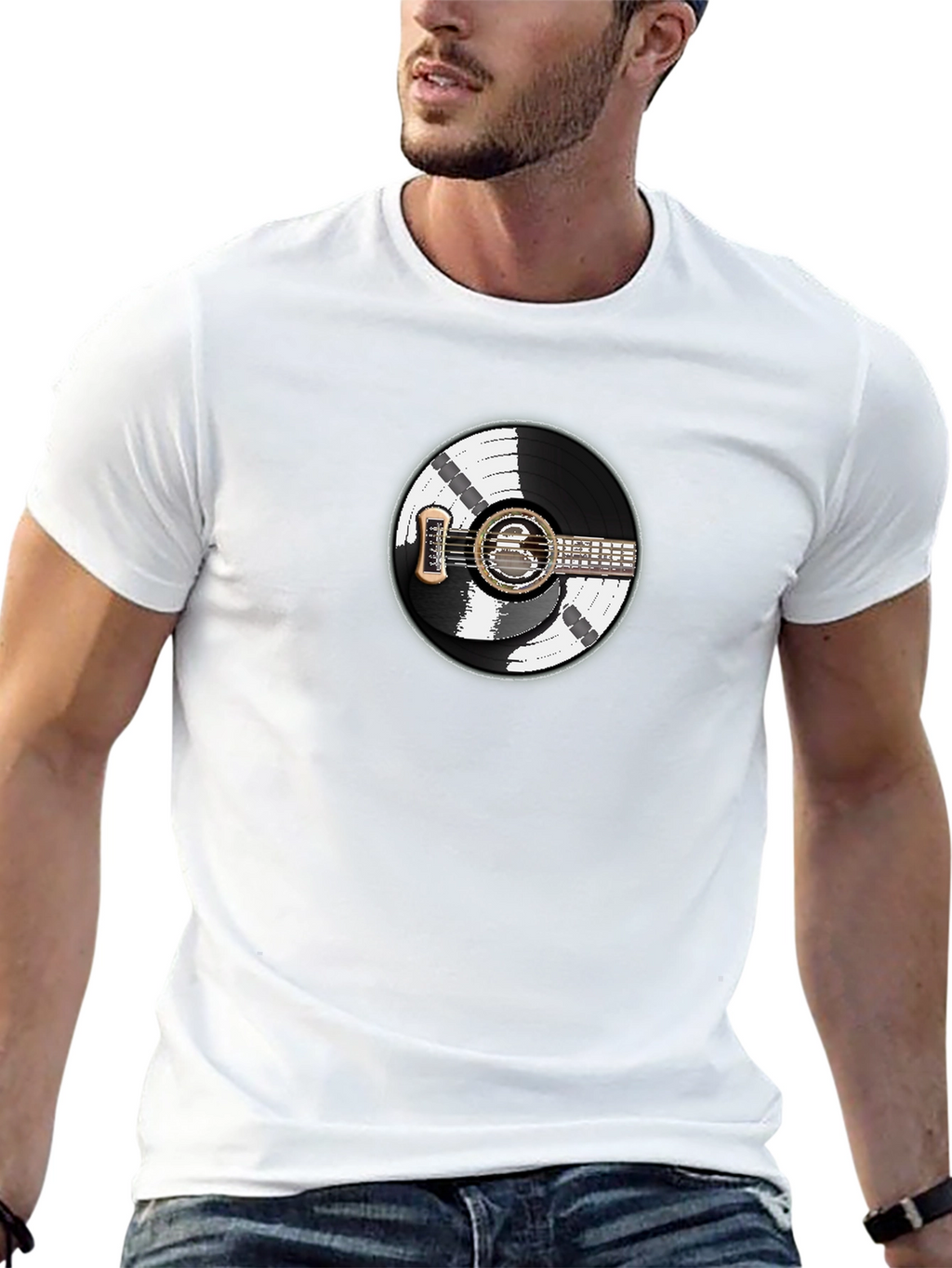 Vinyl Record Guitar Graphic T-Shirt