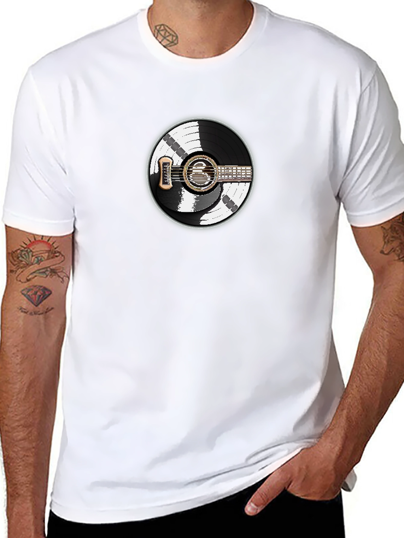 Vinyl Record Guitar Graphic T-Shirt