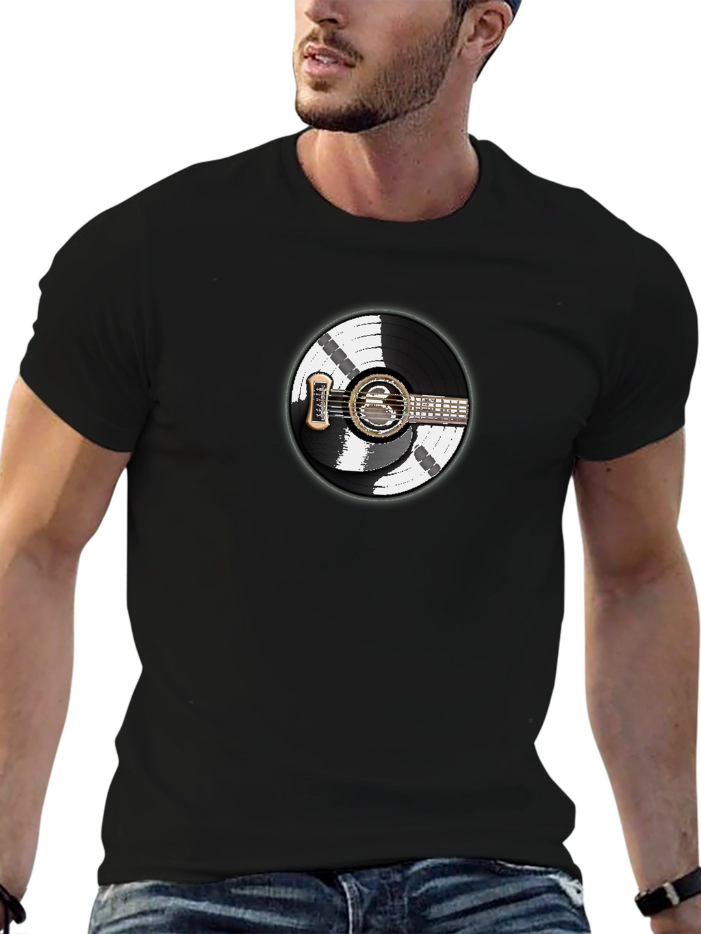 Vinyl Record Guitar Graphic T-Shirt