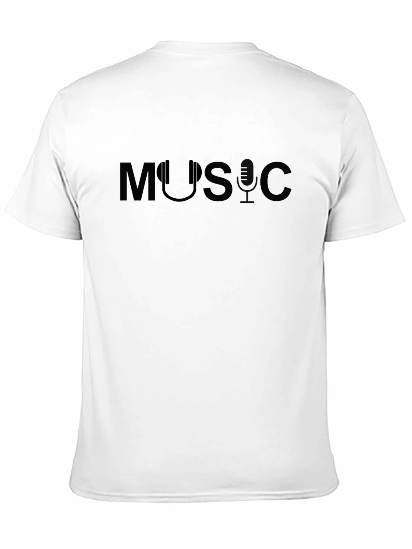 Music T-Shirt with Headphone Design - Black