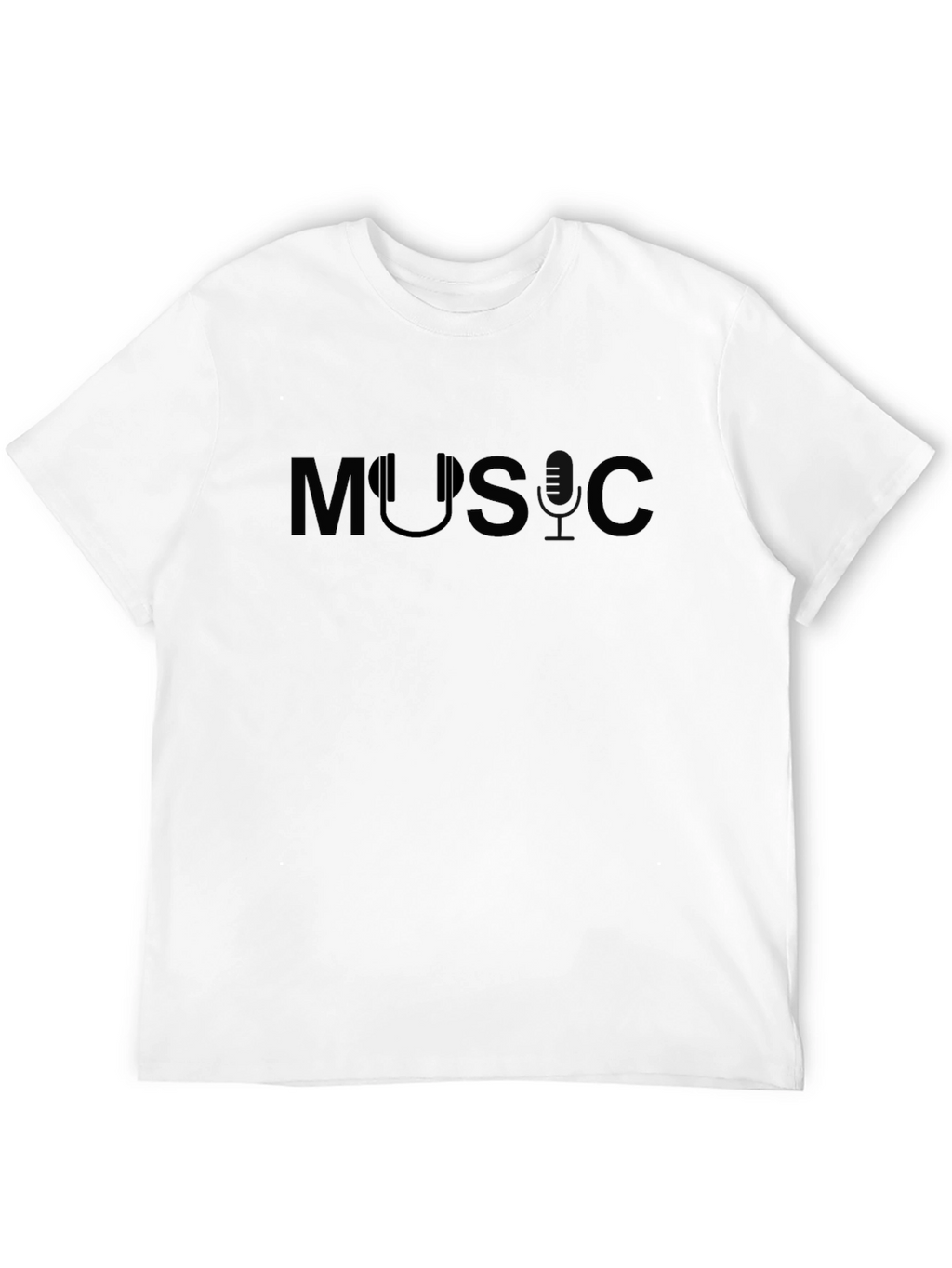 Music T-Shirt with Headphone Design - Black