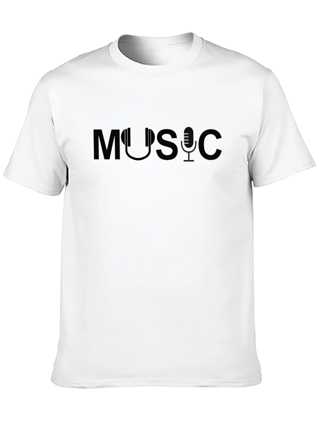 Music T-Shirt with Headphone Design - Black
