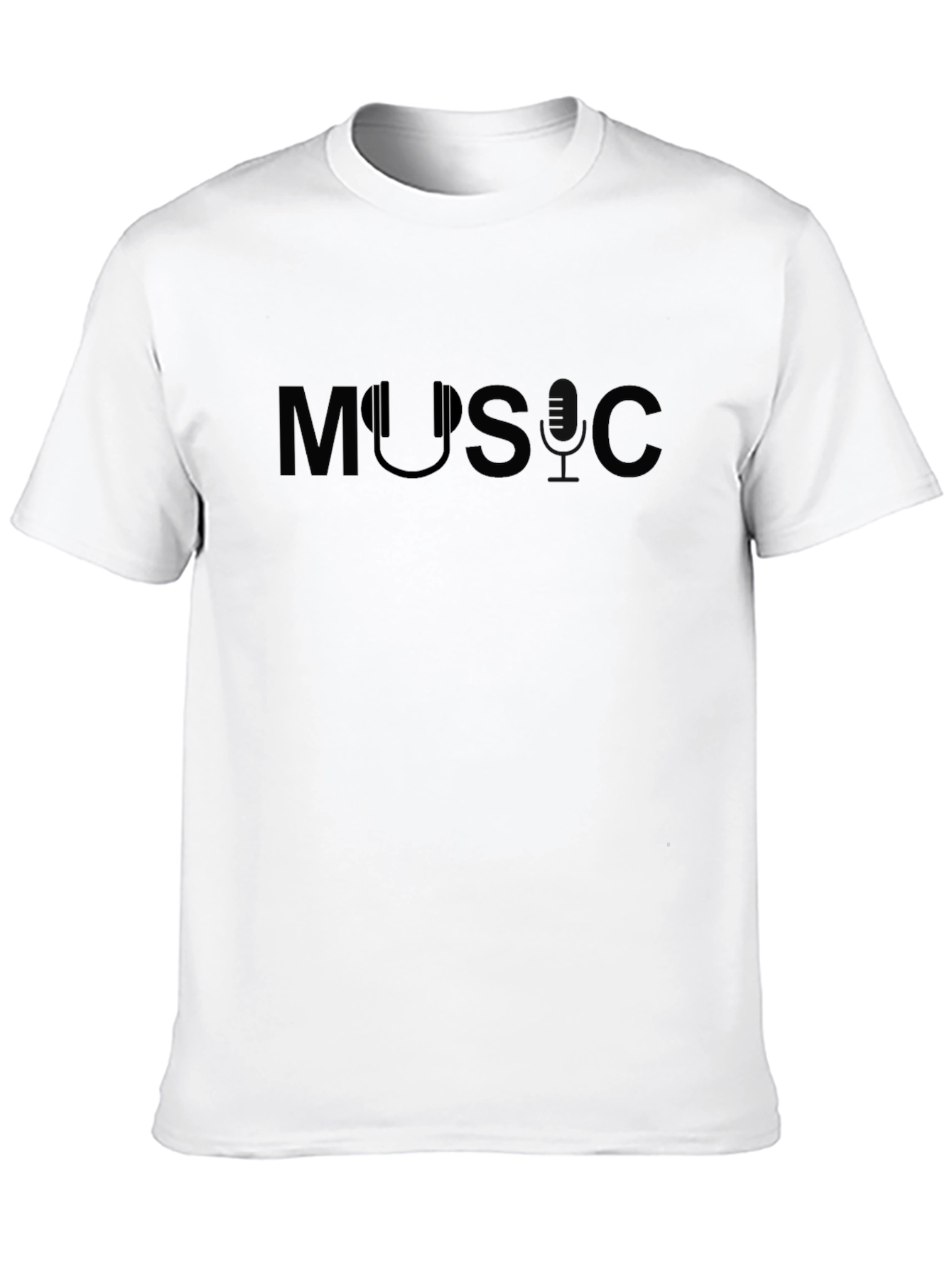 Music T-Shirt with Headphone Design - Black