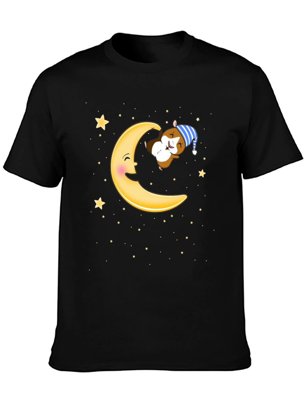 Sleepy Hamster Moon T-Shirt - Cute Cartoon Graphic Tee