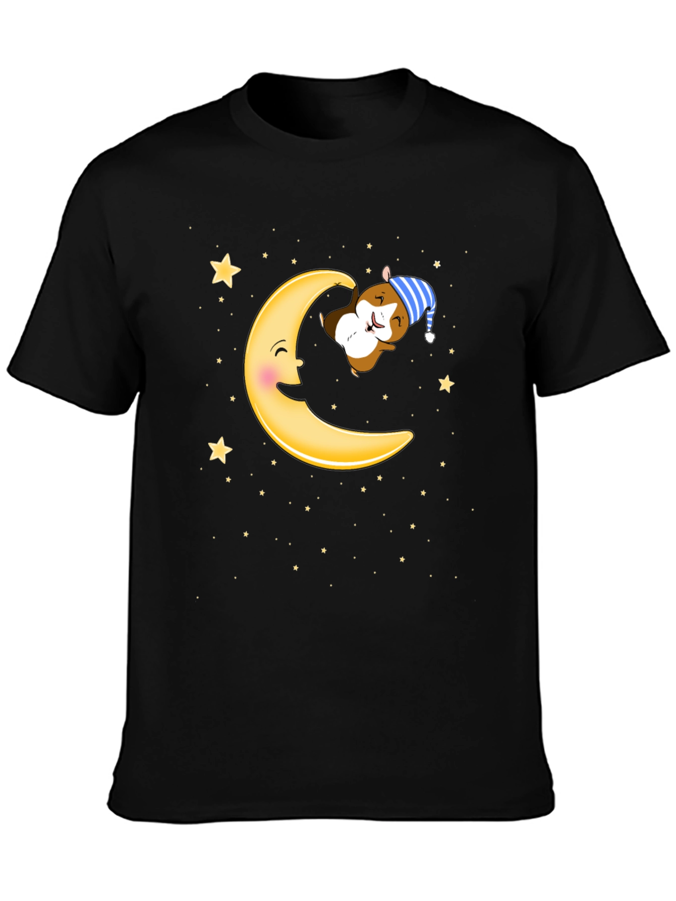 Sleepy Hamster Moon T-Shirt - Cute Cartoon Graphic Tee