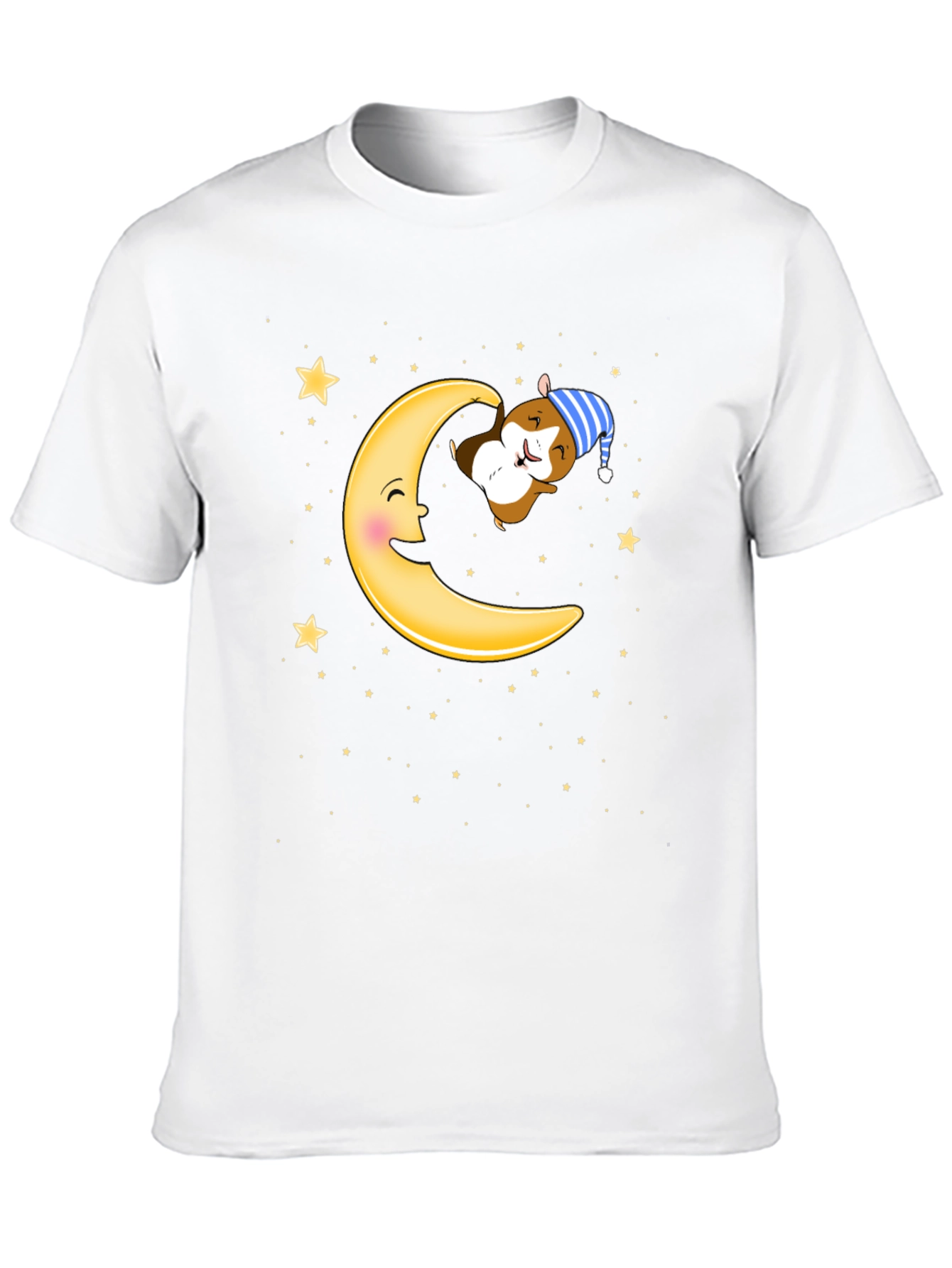 Sleepy Hamster Moon T-Shirt - Cute Cartoon Graphic Tee