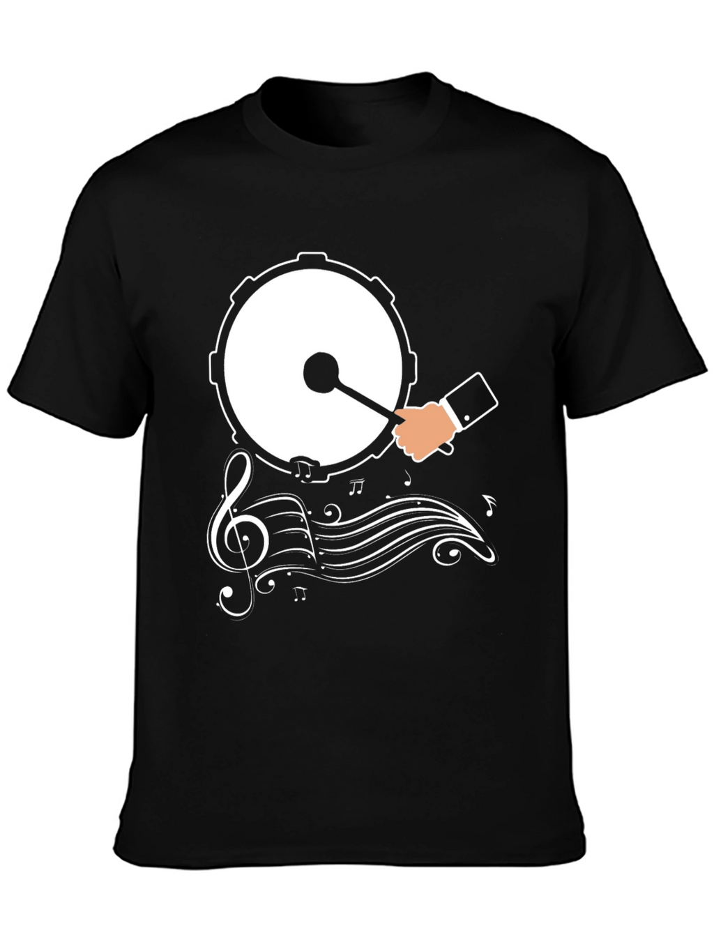 Drum & Music Graphic T-Shirt - Black