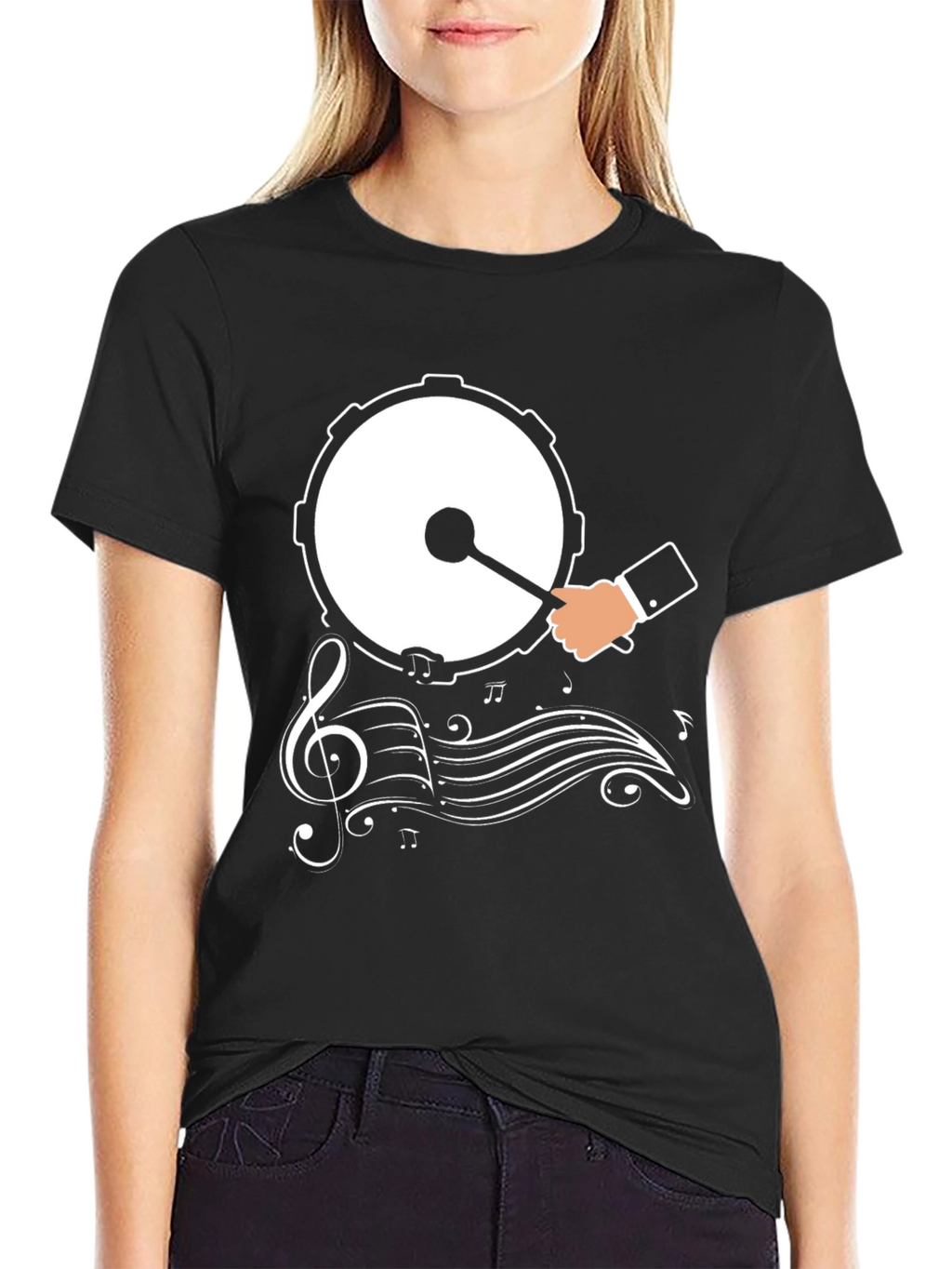 Drum & Music Graphic T-Shirt - Black