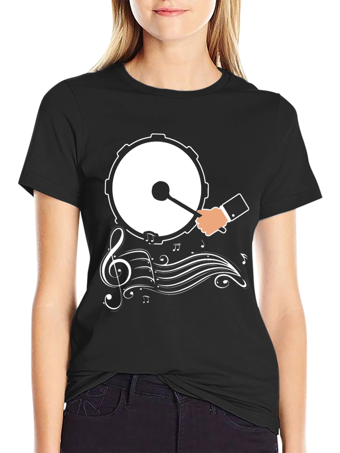 Drum & Music Graphic T-Shirt - Black