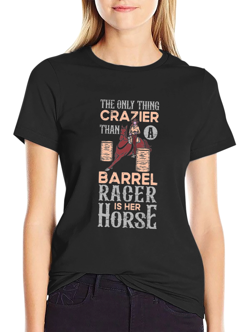 Crazy Barrel Racer & Horse Graphic T-Shirt