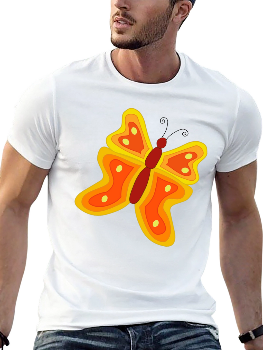 Butterfly Graphic Tee - Stylish Mens Black T-Shirt