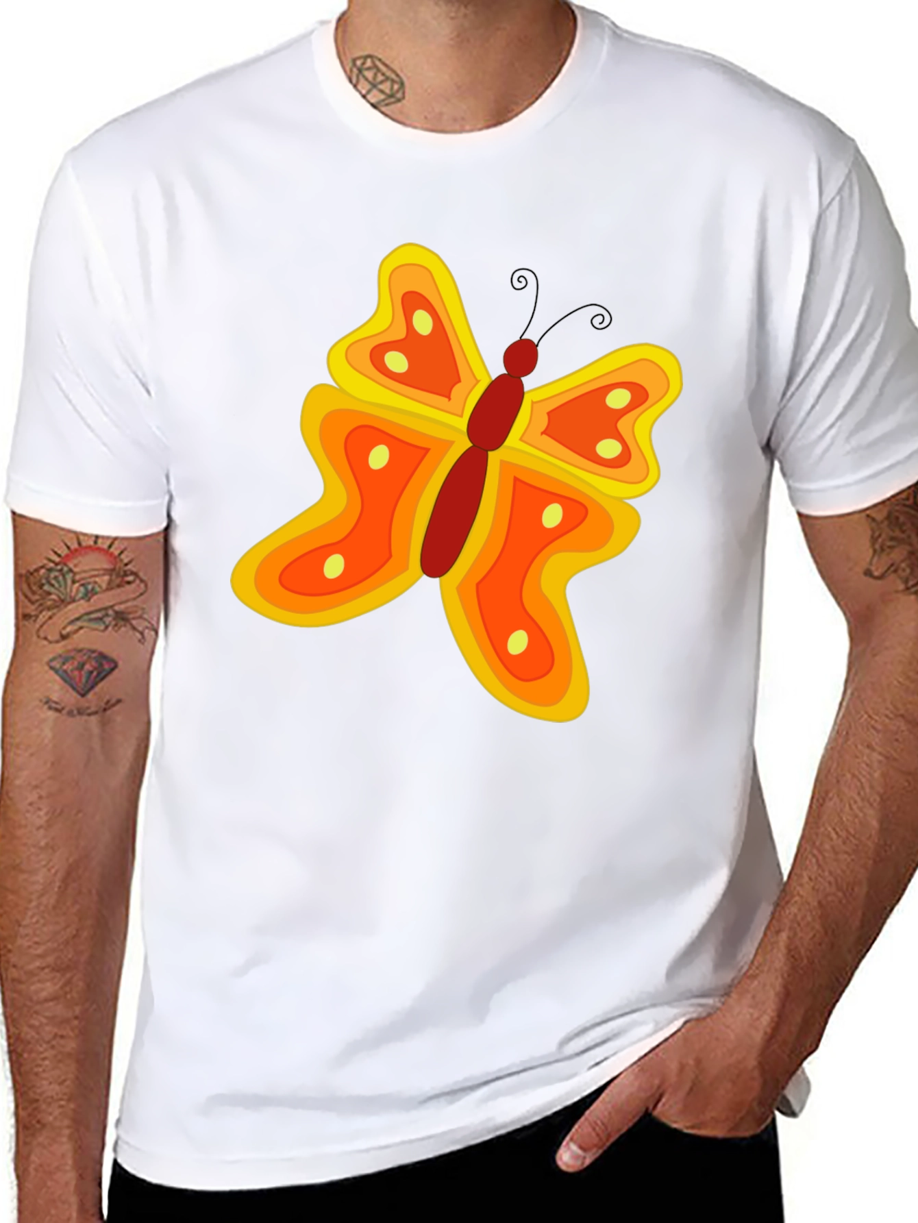 Butterfly Graphic Tee - Stylish Mens Black T-Shirt