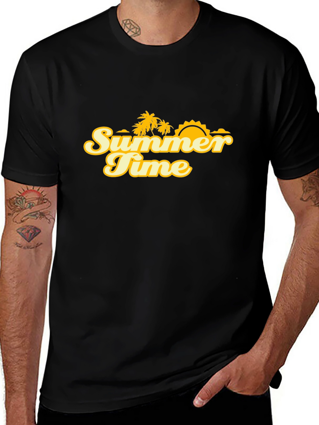 Summer Time Graphic Tee - Black Cotton Blend