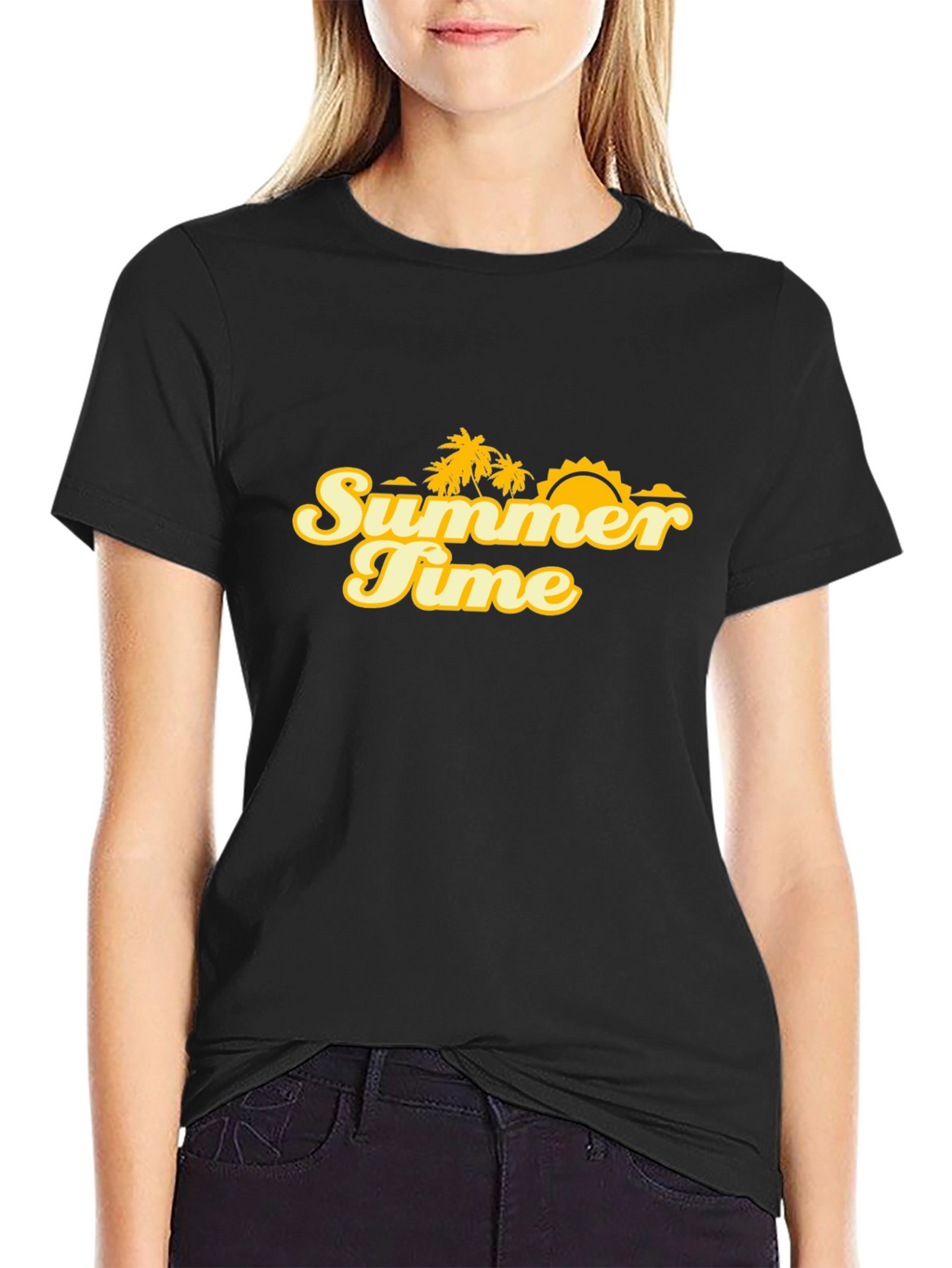 Summer Time Graphic Tee - Black Cotton Blend