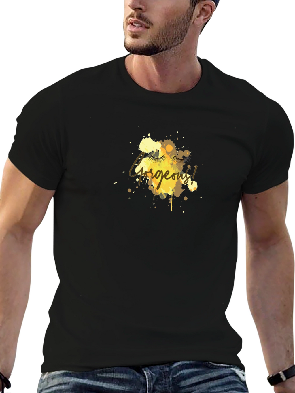 Gorgeous Eyelash Graphic Tee - Black Cotton Blend