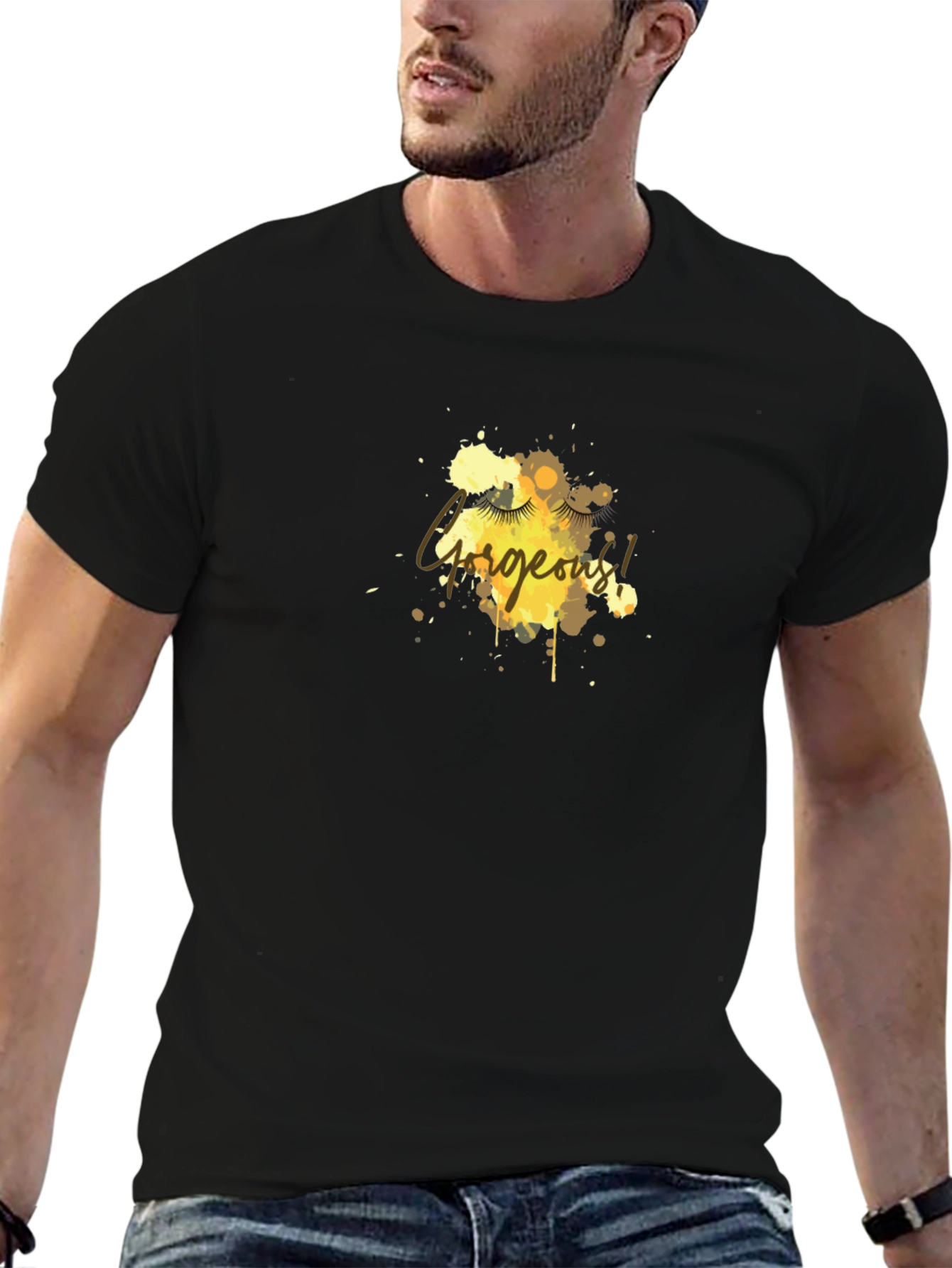 Gorgeous Eyelash Graphic Tee - Black Cotton Blend