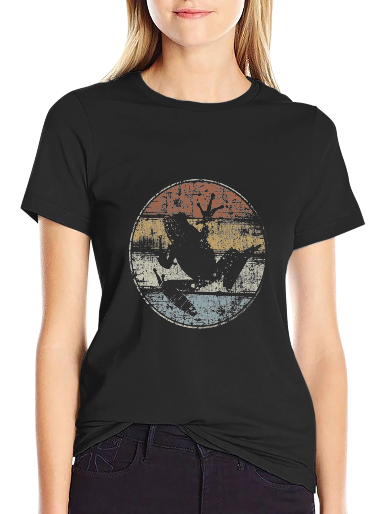 Retro Frog Graphic Tee - Distressed Design