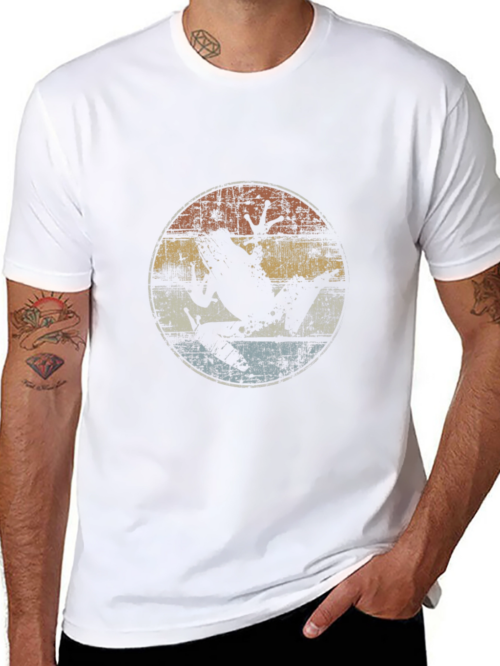 Retro Frog Graphic Tee - Distressed Design
