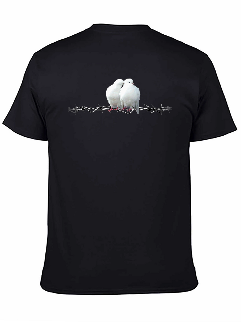 Doves on Barbed Wire Graphic Tee - Black