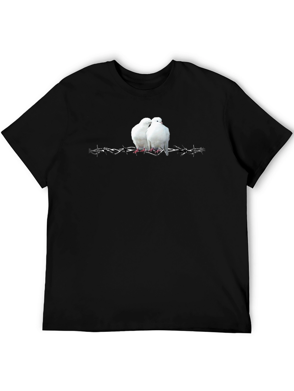 Doves on Barbed Wire Graphic Tee - Black