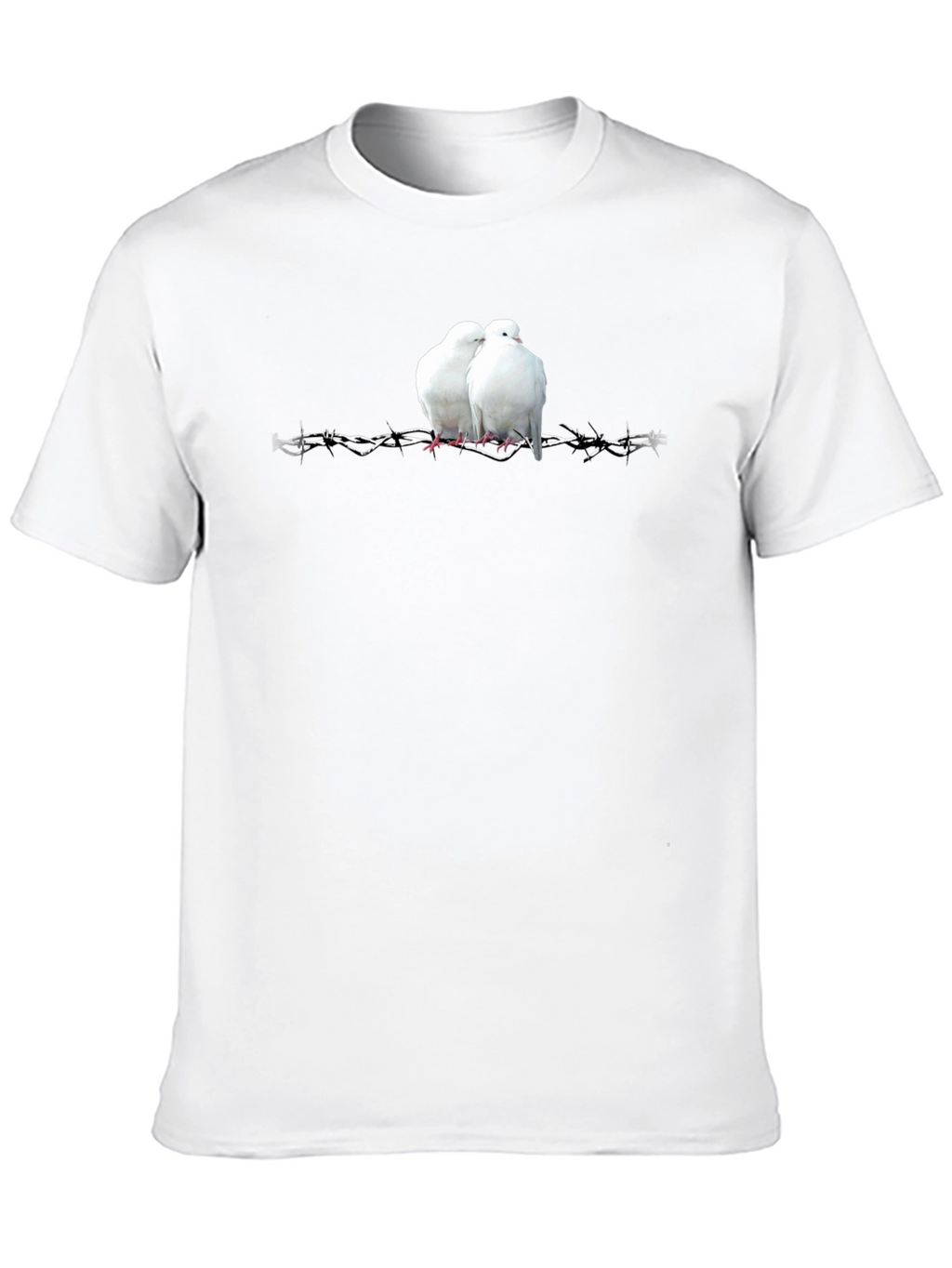 Doves on Barbed Wire Graphic Tee - Black