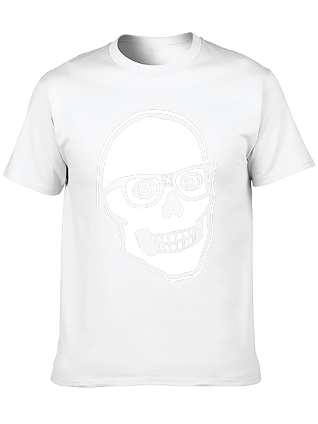 Skull with Glasses Graphic Tee - Black Cotton T-Shirt