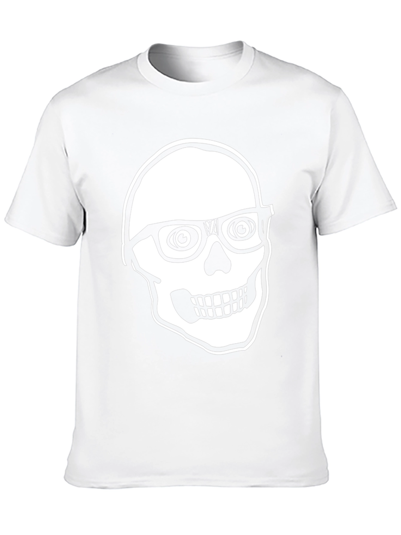 Skull with Glasses Graphic Tee - Black Cotton T-Shirt