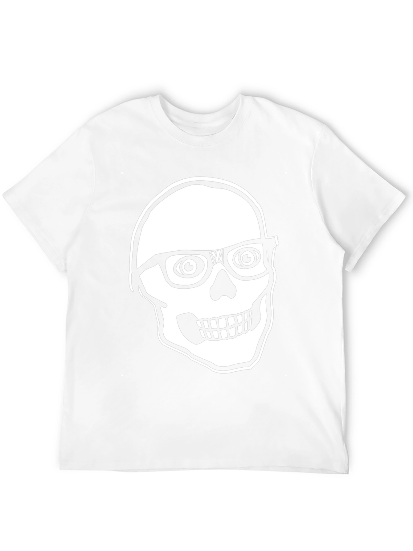 Skull with Glasses Graphic Tee - Black Cotton T-Shirt