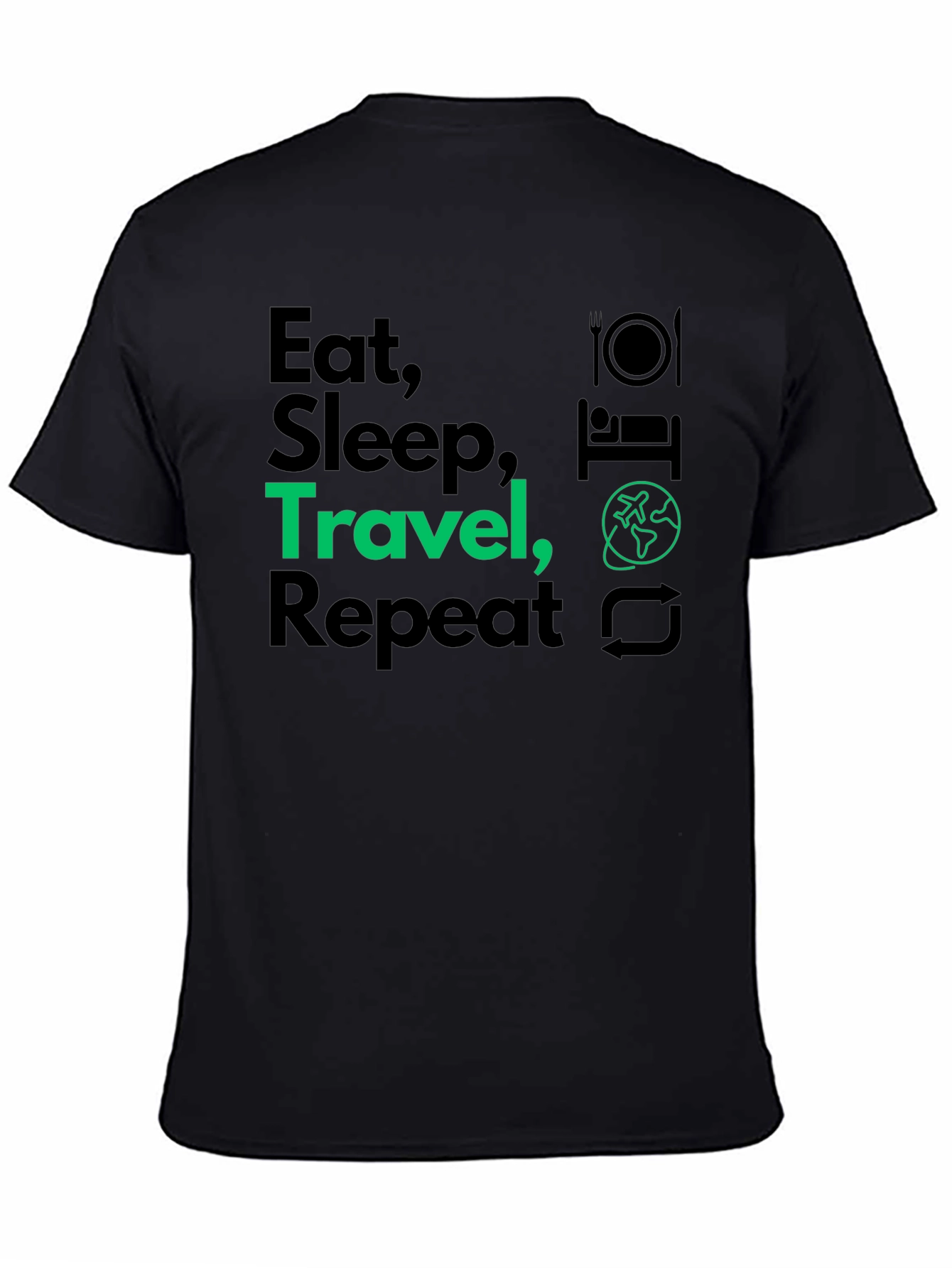 Eat Sleep Travel Repeat Graphic T-Shirt