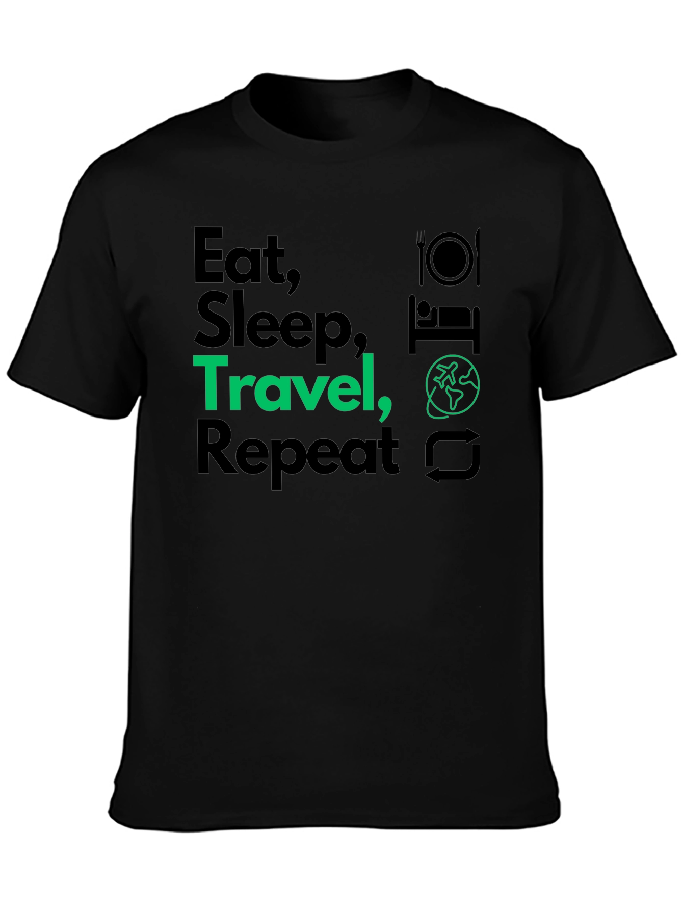Eat Sleep Travel Repeat Graphic T-Shirt