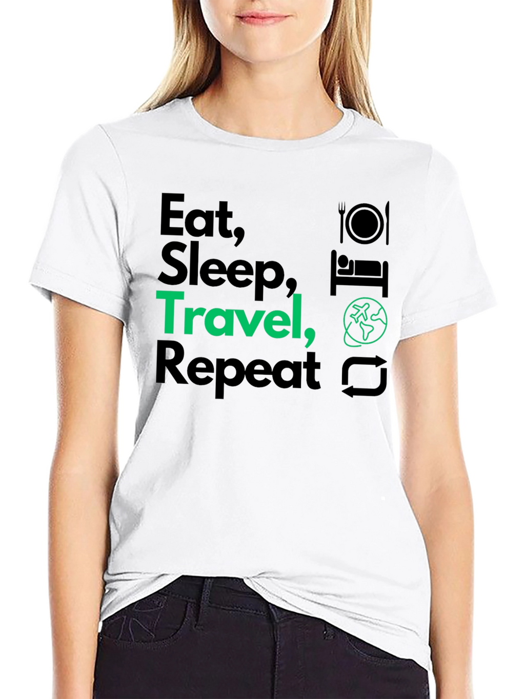Eat Sleep Travel Repeat Graphic T-Shirt