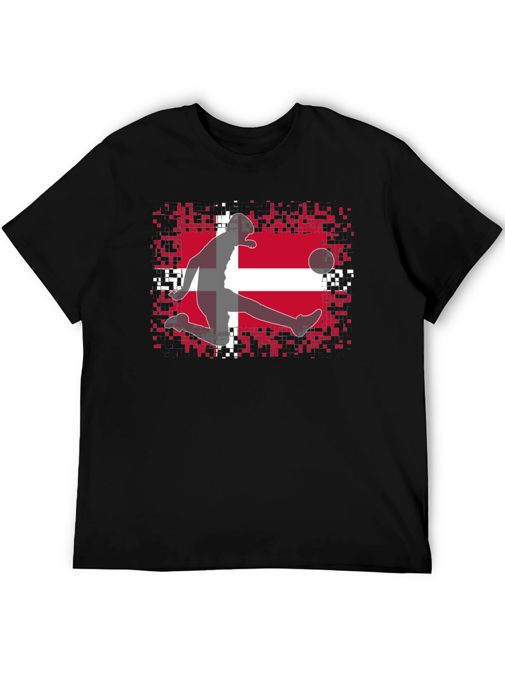 Denmark Flag Soccer Black T-Shirt