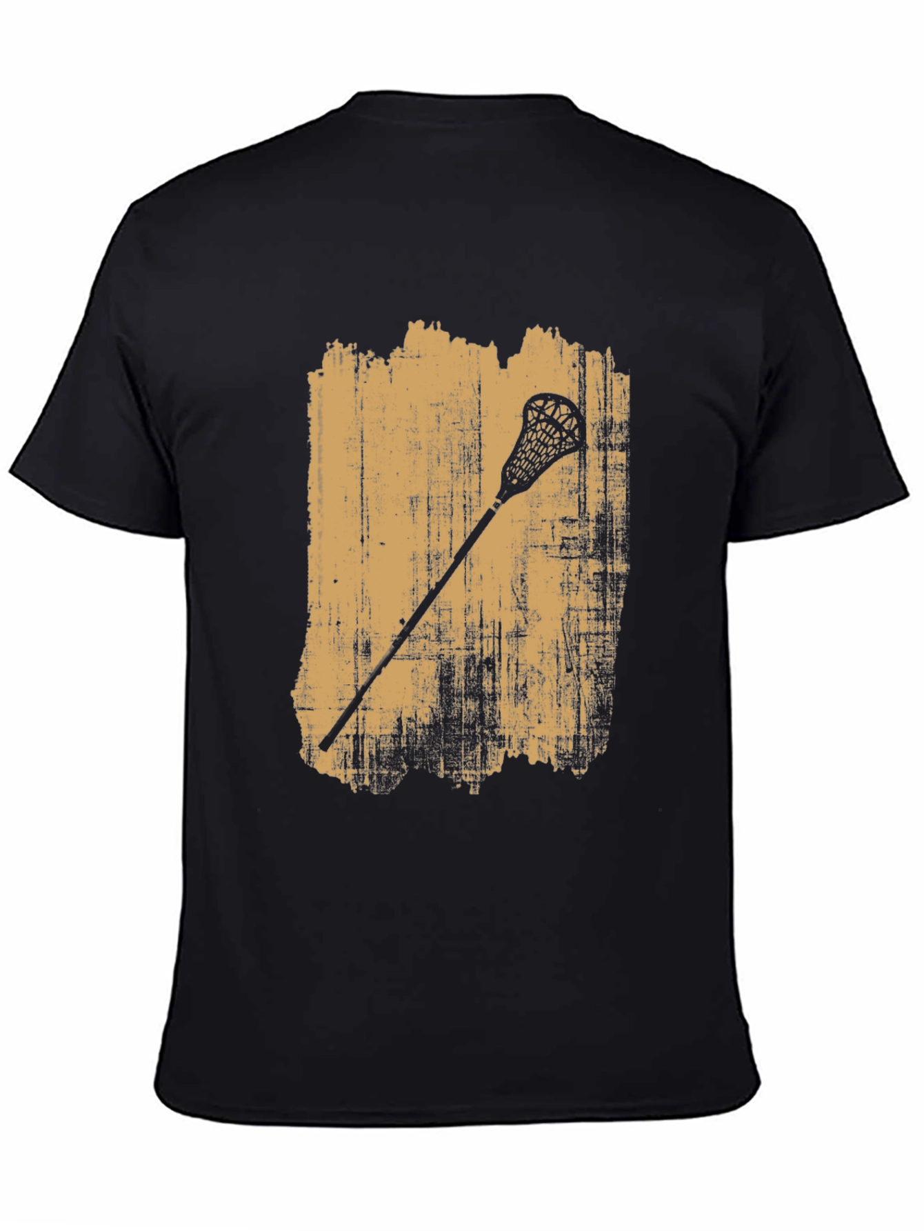 Lacrosse Stick Graphic Tee - Vintage Style Black T-Shirt