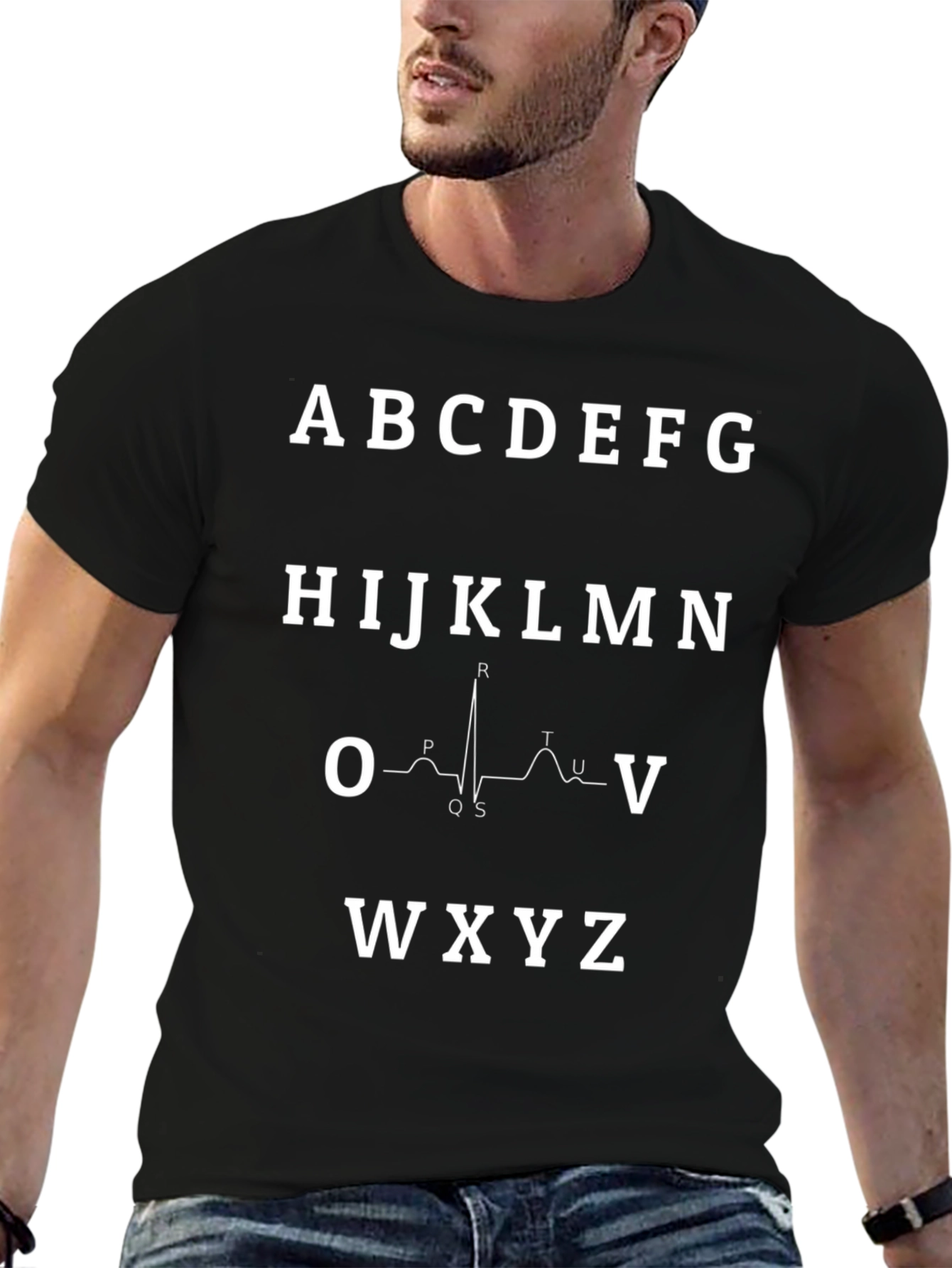 ECG Alphabet T-Shirt - Unique Medical Design