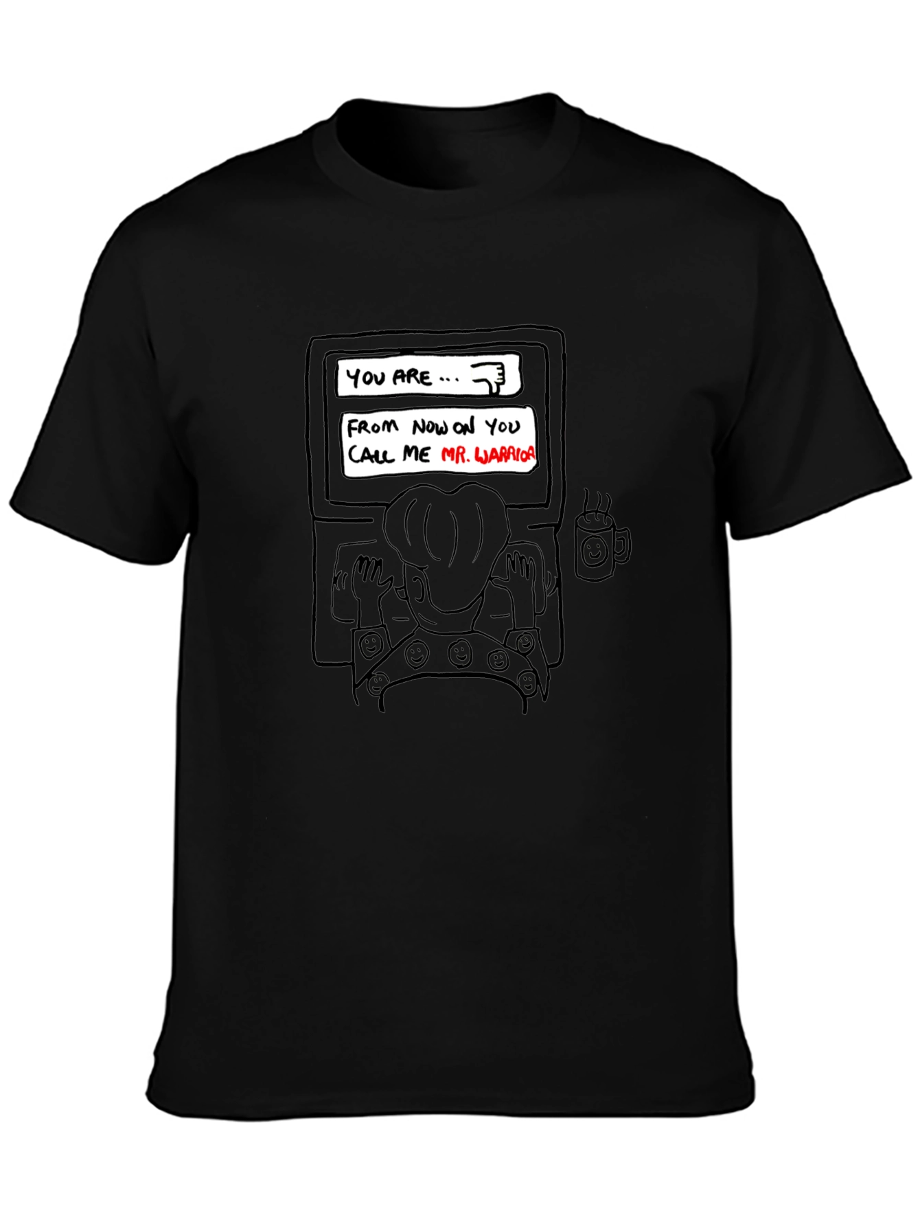 Mr. Warrior Graphic Tee - Black Cotton Casual T-Shirt