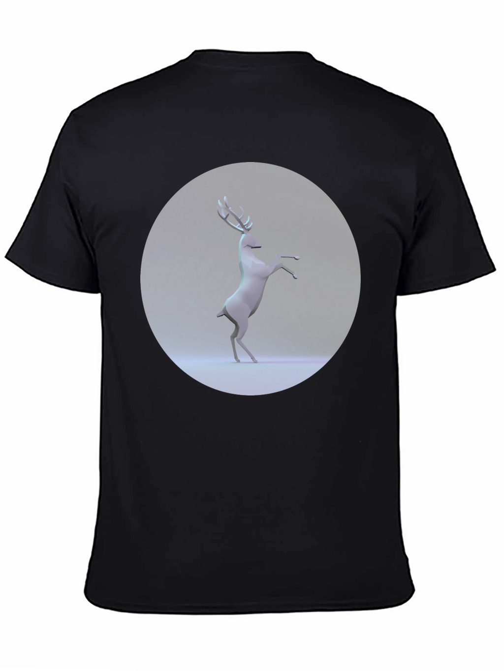 Geometric Deer Graphic Tee - Modern Black T-Shirt