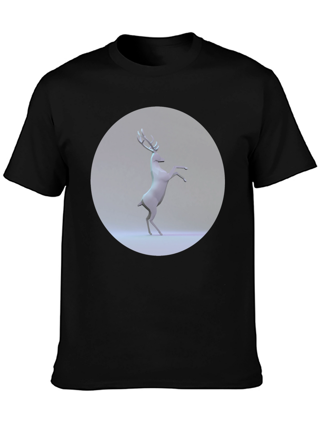 Geometric Deer Graphic Tee - Modern Black T-Shirt