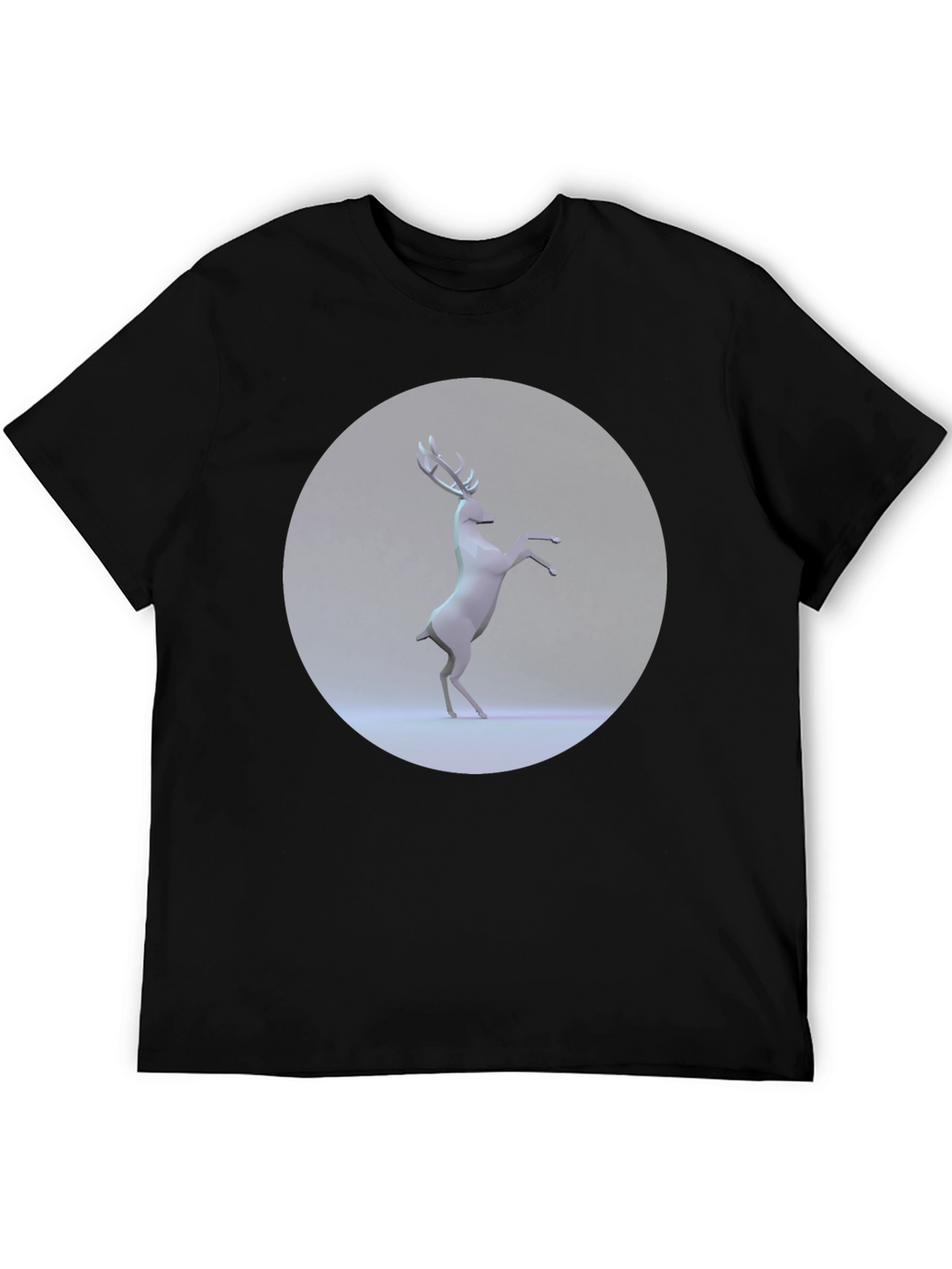 Geometric Deer Graphic Tee - Modern Black T-Shirt