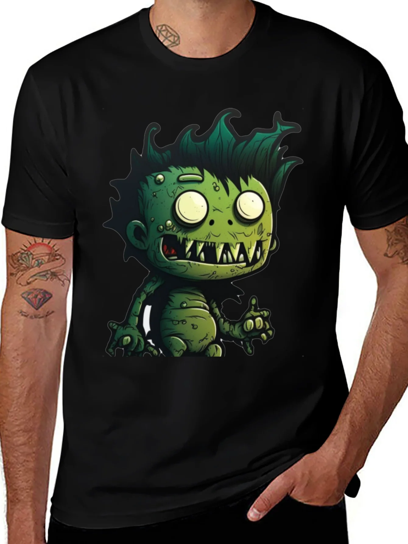 Monster Graphic Tee - Cartoon Zombie T-Shirt
